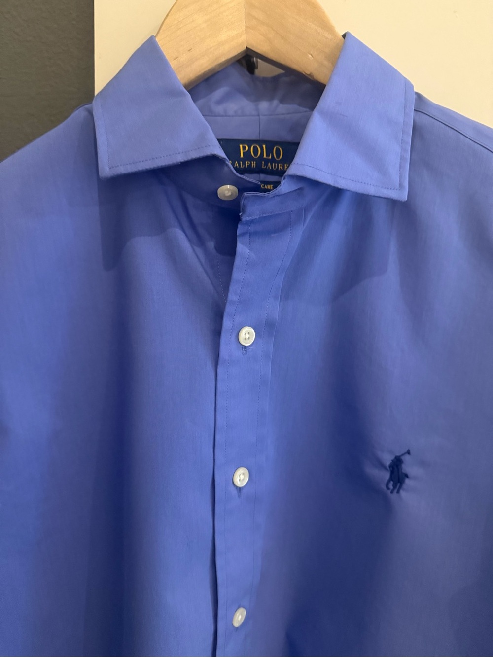 Ralph Lauren Men's Royal Blue Button-Up Dress Shirt easy care fabric!